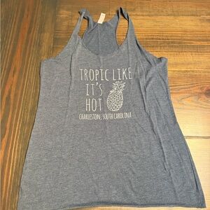 Blue / Gray Graphic Tank Top with Pineapple Print